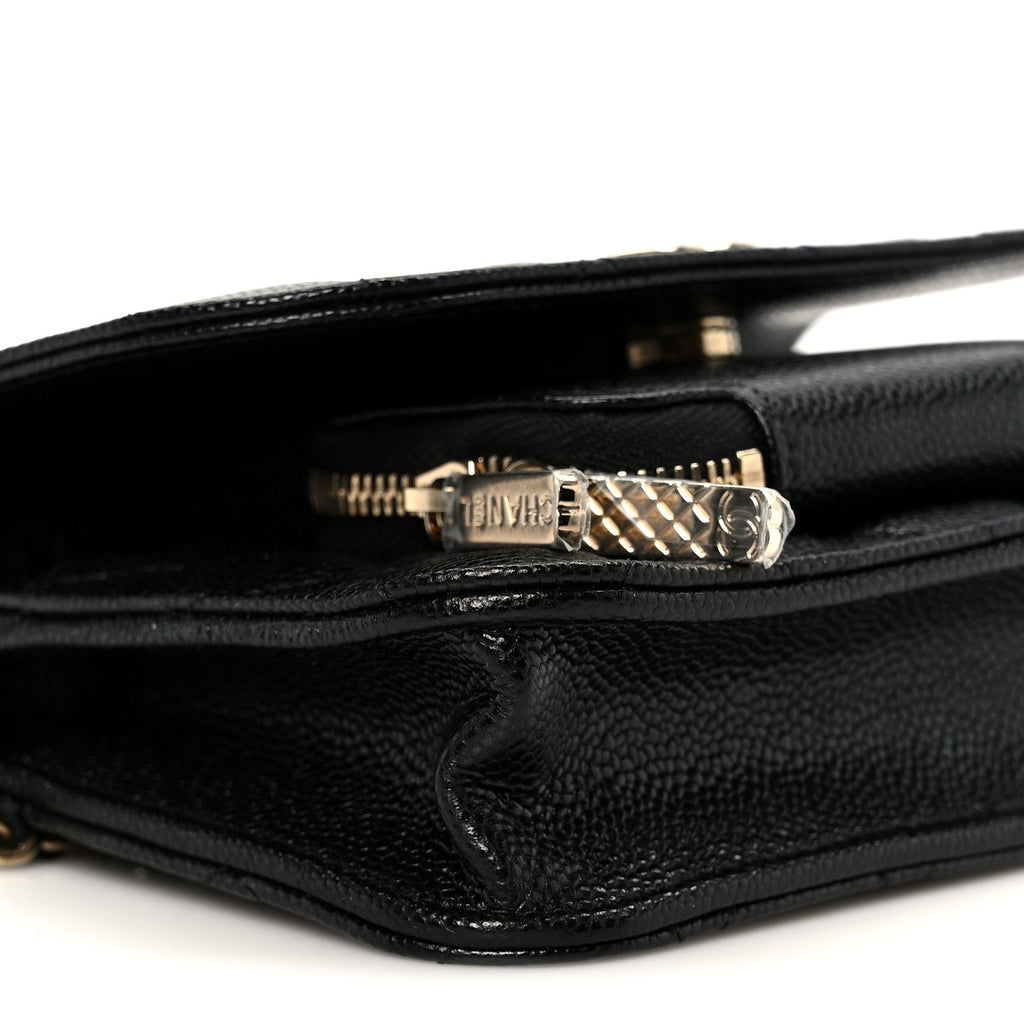 Caviar Quilted Business Affinity Clutch With Chain Black