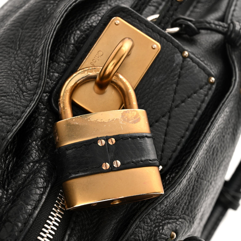 Calfskin Medium Paddington Satchel Black