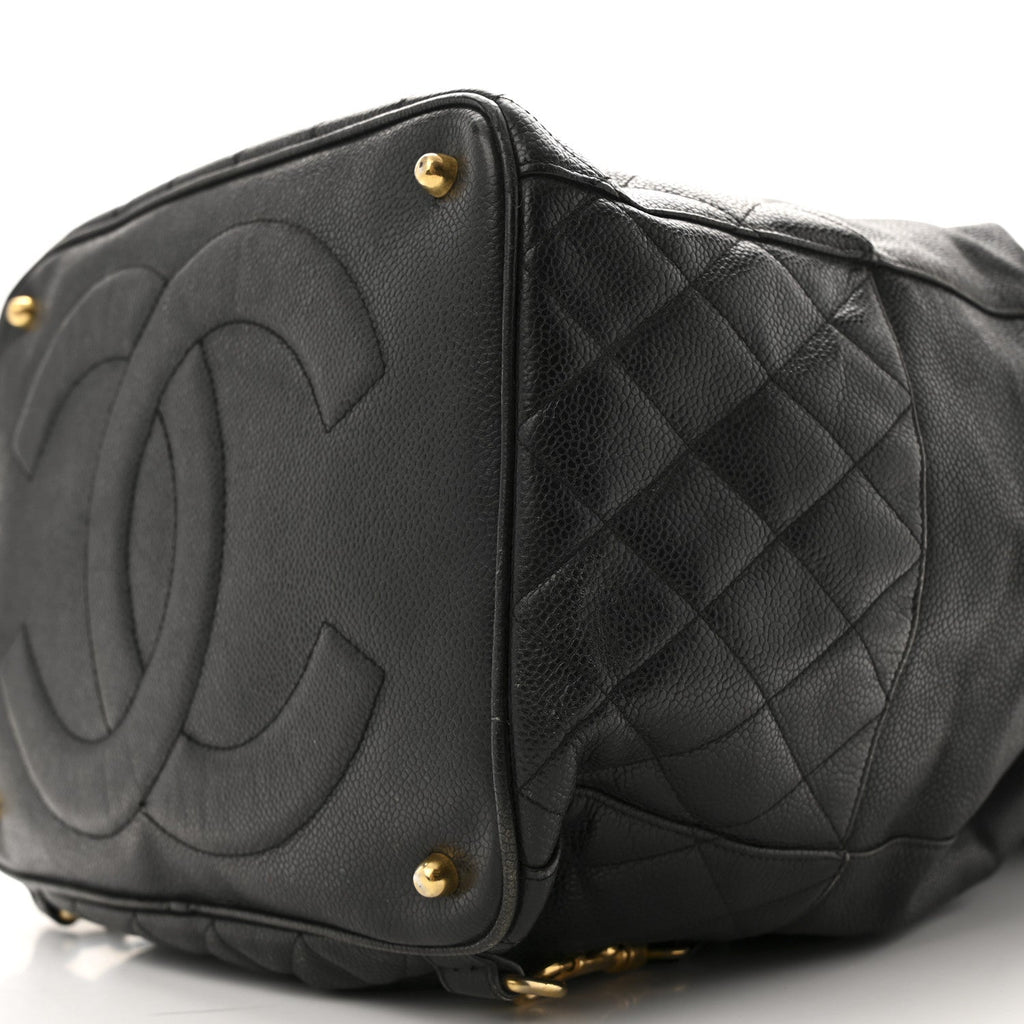 Caviar Quilted Drawstring Backpack Black