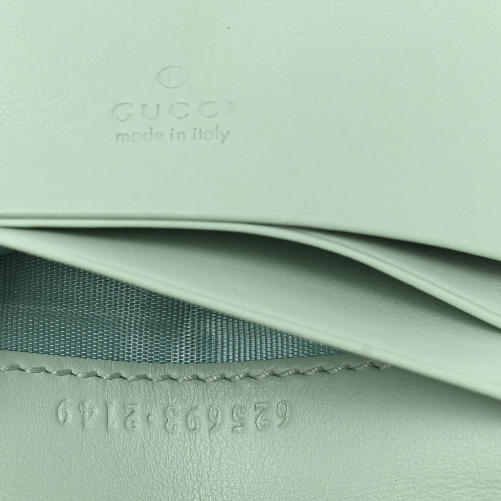 Calfskin Matelasse GG Marmont Mini Wallet On Chain Water Green