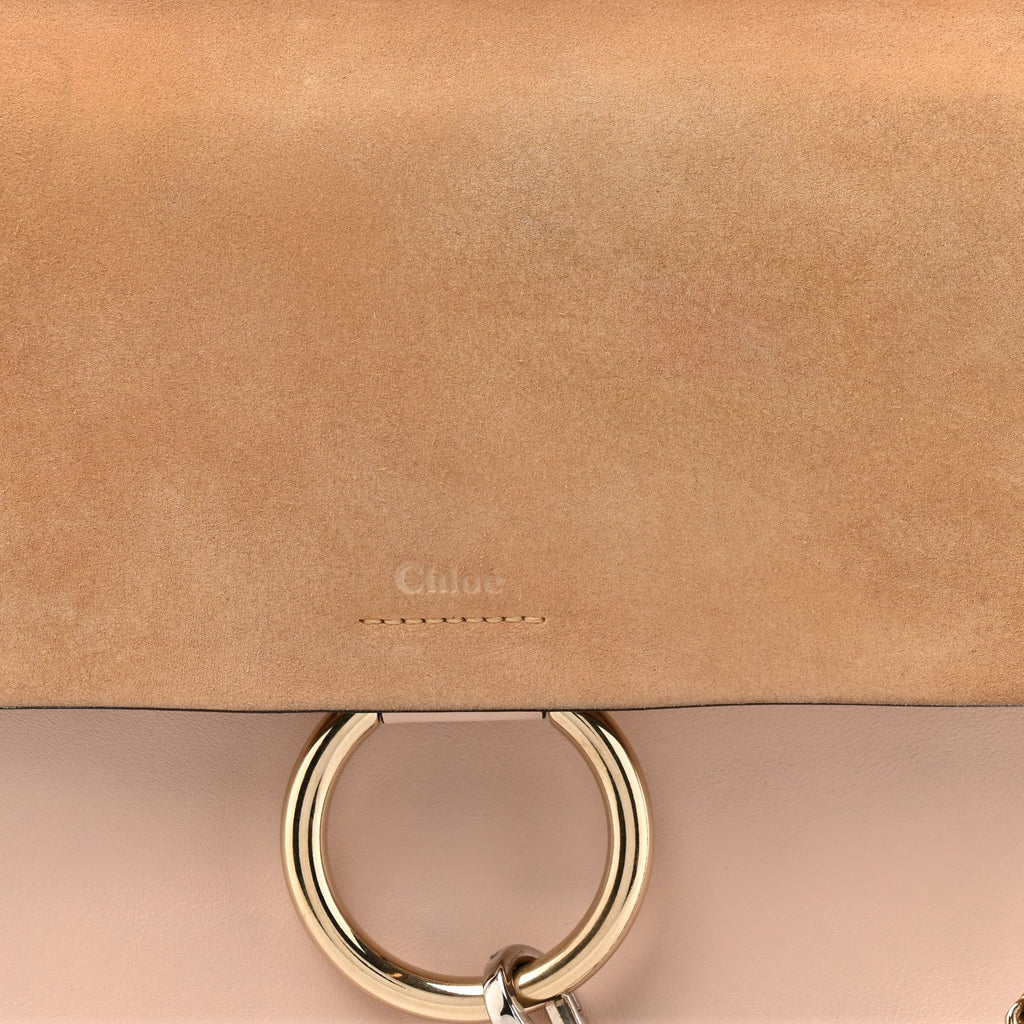 Calfskin Suede Medium Faye Shoulder Bag  Cement Pink