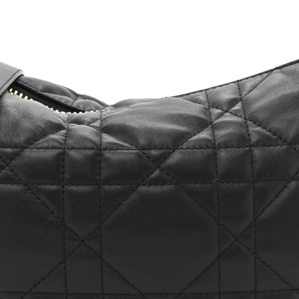 Lambskin Cannage Medium Dior Vibe Hobo Bag Black