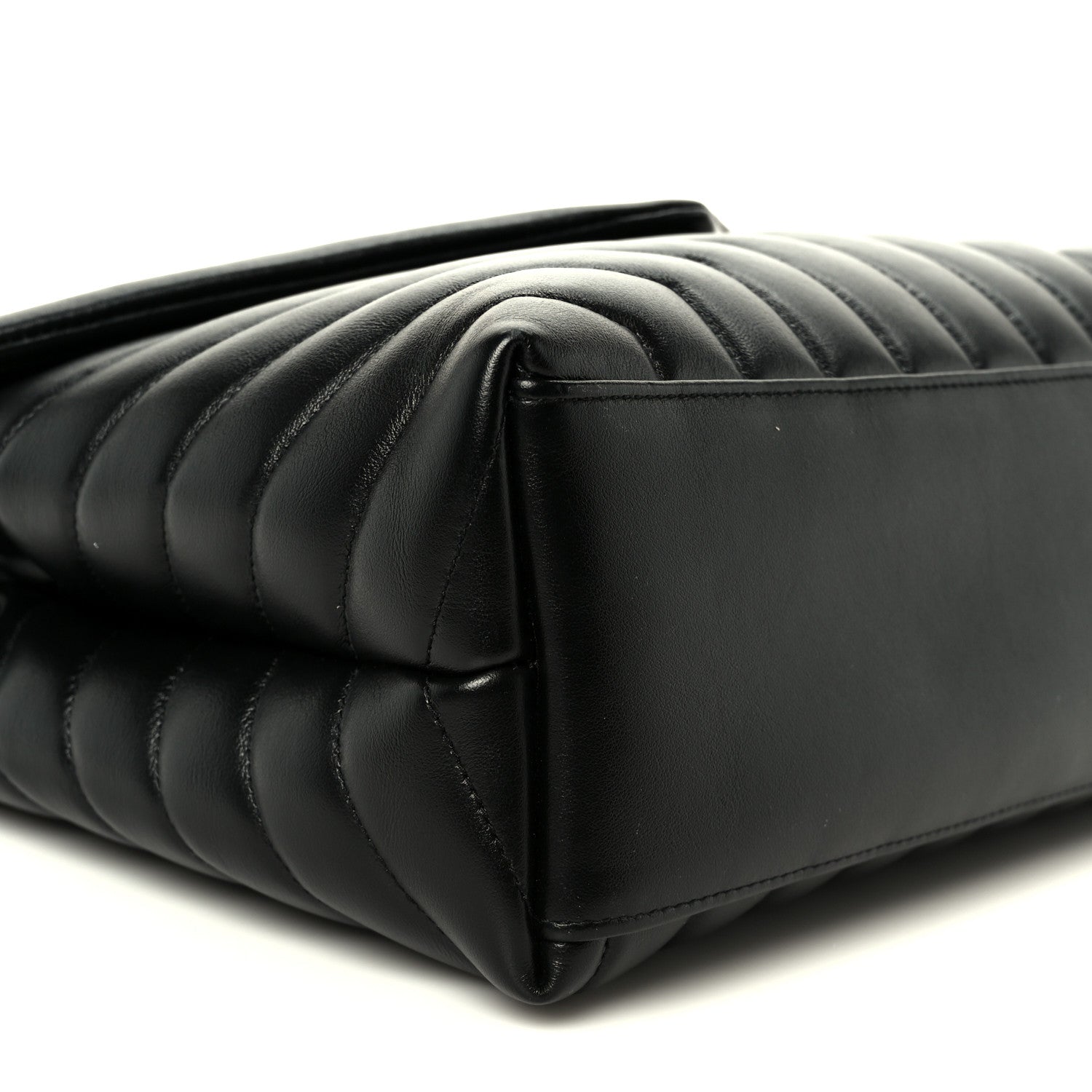 Calfskin Y Quilted Monogram Medium Loulou Chain Satchel Black