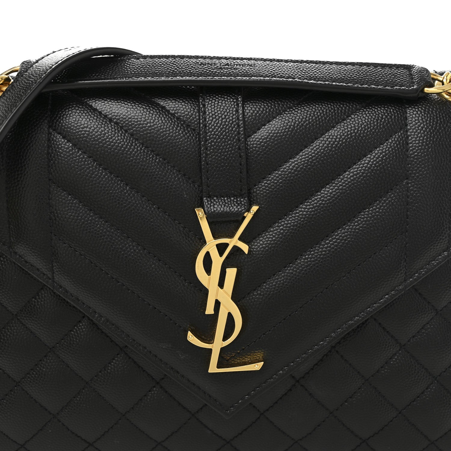 Grain De Poudre Textured Mixed Matelasse Triquilt Medium Monogram Satchel Black