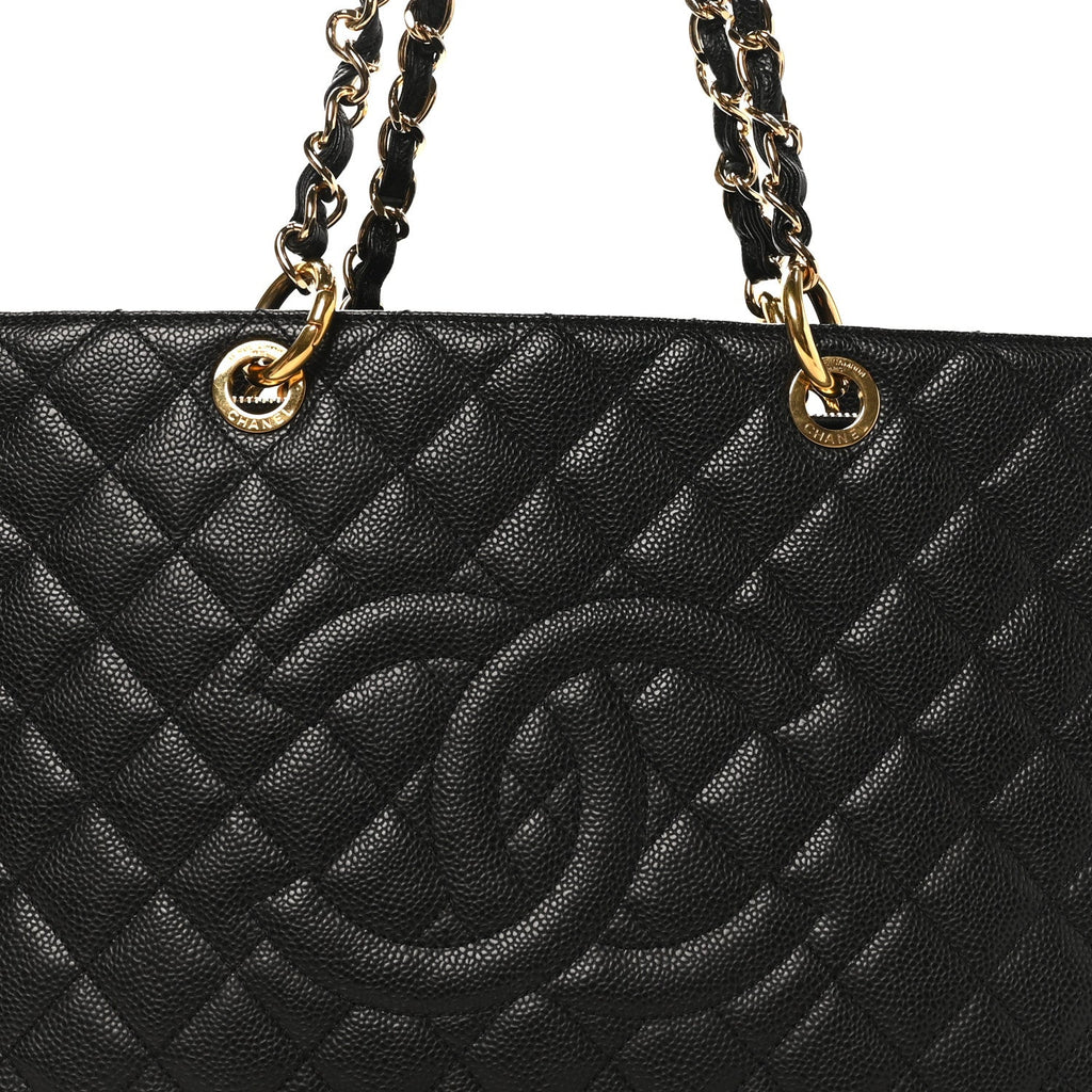 Caviar Quilted Grand Shopping Tote GST Black
