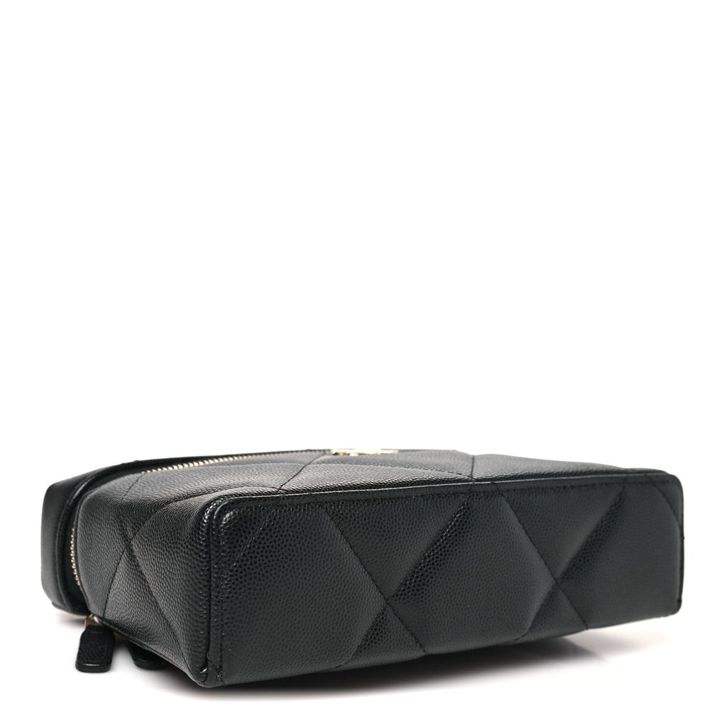 Caviar Quilted Top Handle Slim Vanity With Chain Black