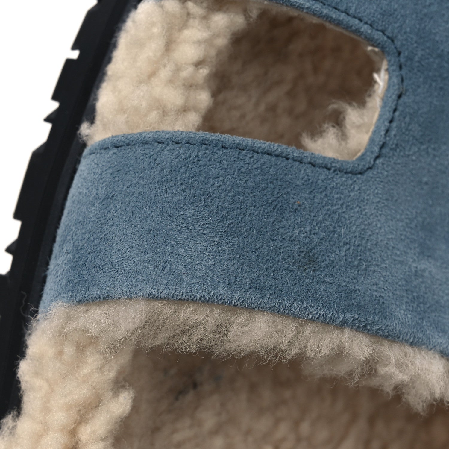 Suede Goatskin Woolskin Womens Chypre Sandals 38 Bleu Pinede Ecru