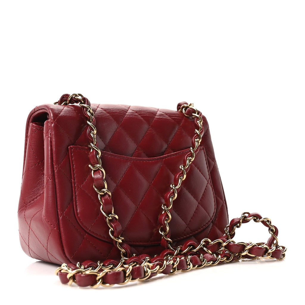 Lambskin Quilted Mini Square Flap Red