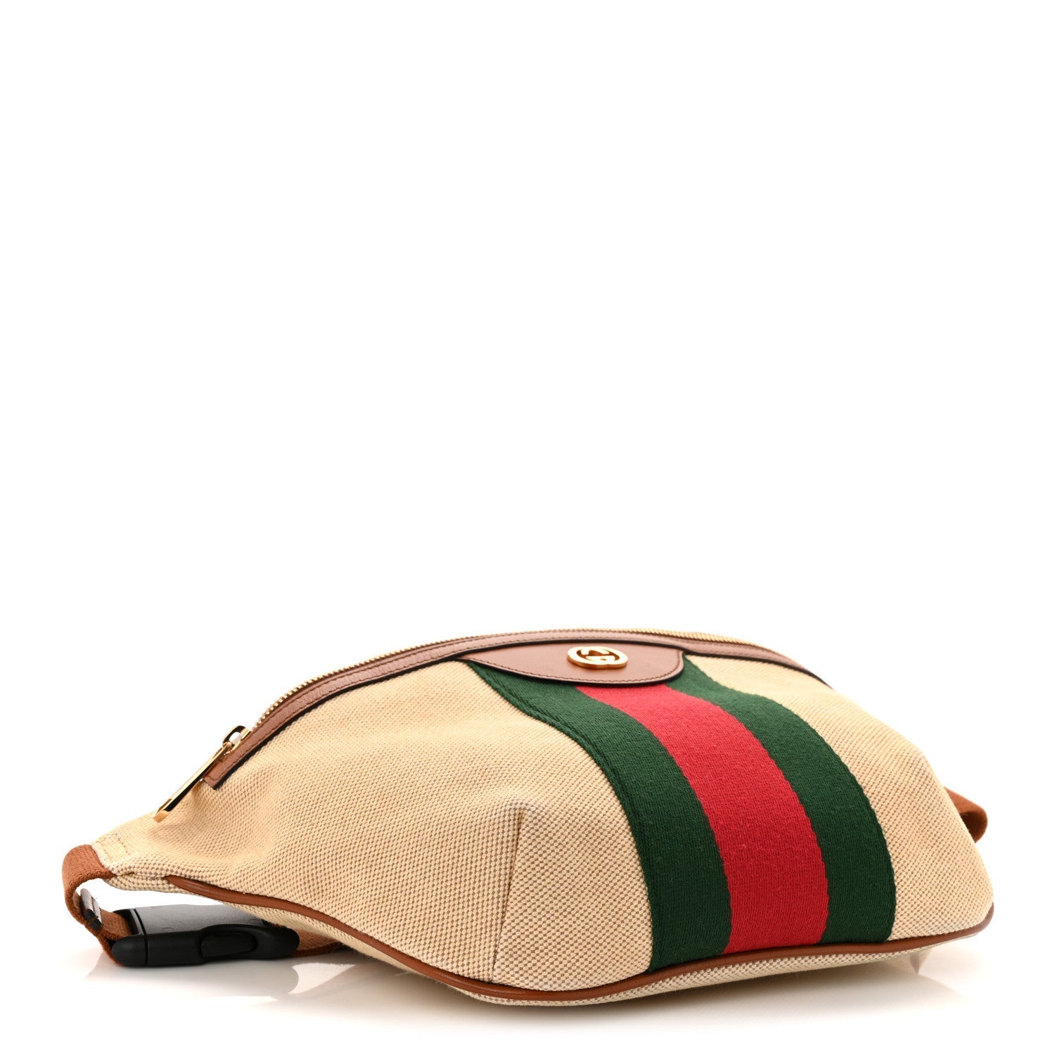 Vintage Canvas Web Belt Bag Sand Cuir