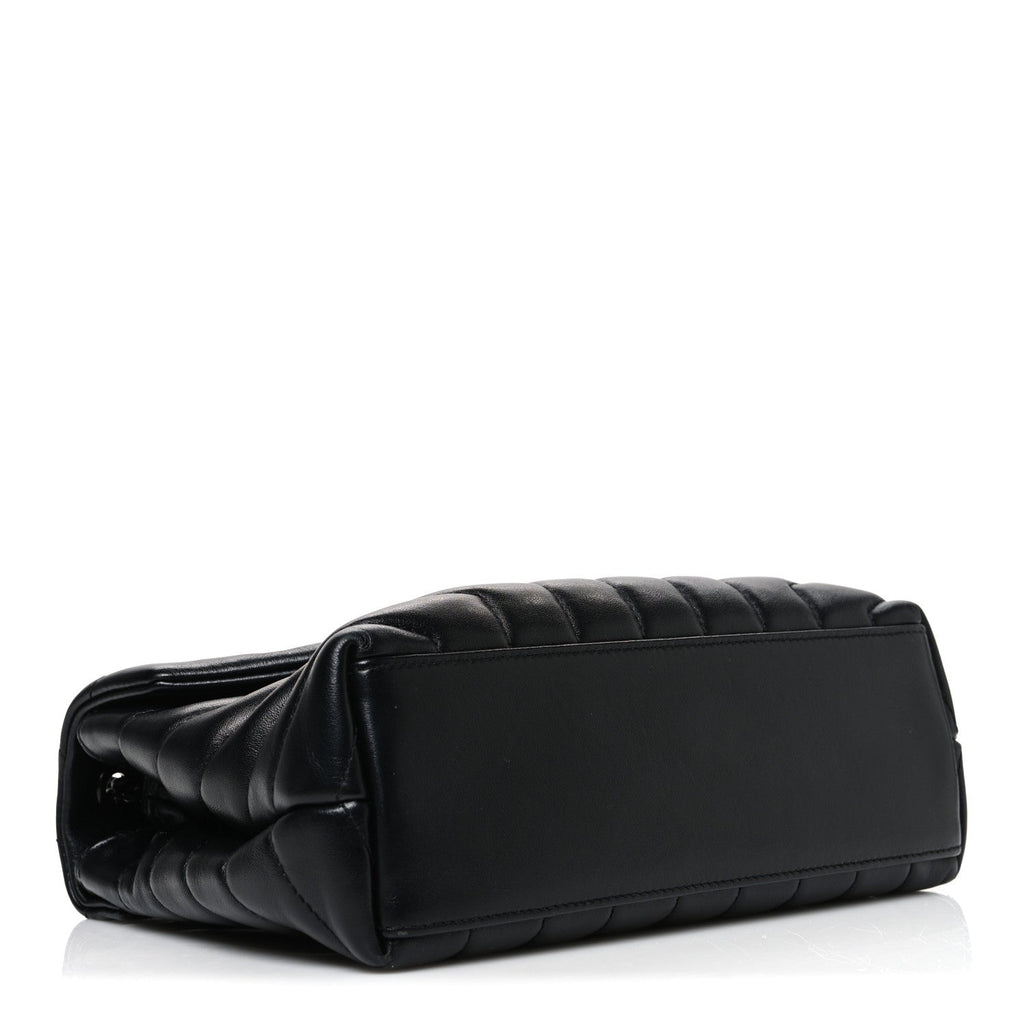 Calfskin Y Quilted Monogram Monochrome Small Loulou Chain Satchel Black