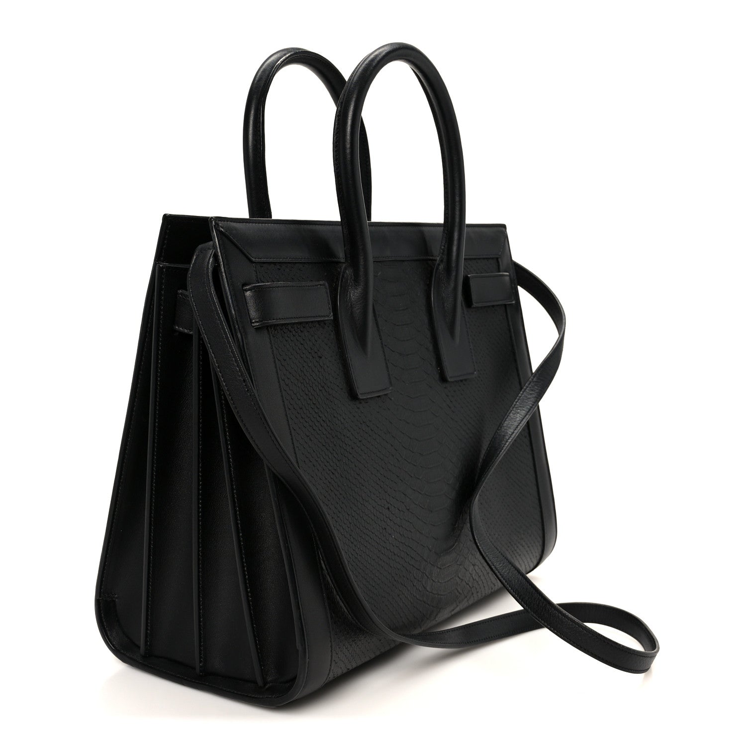 Python Calfskin Embossed Small Sac de Jour Black