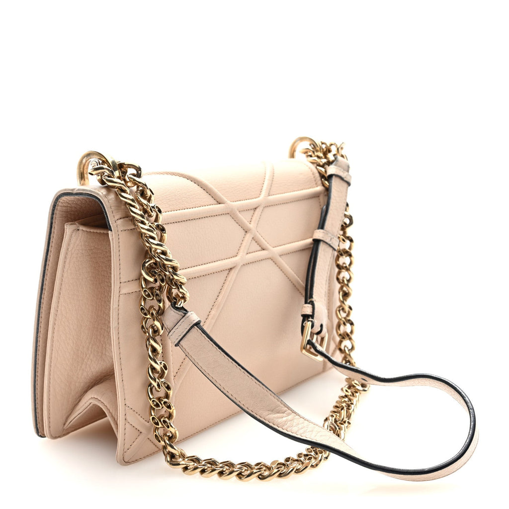 Grained Calfskin Medium Diorama Flap Bag Nude