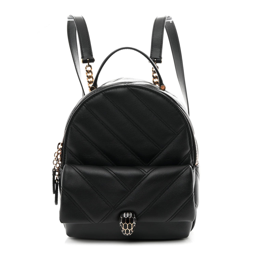 Calfskin Matelasse Serpenti Cabochon Backpack Black