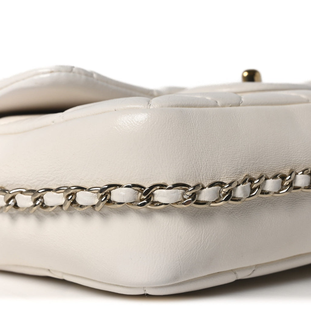 Lambskin Quilted Small My Precious Flap White