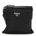 Nylon Small Flat Messenger Bag Black