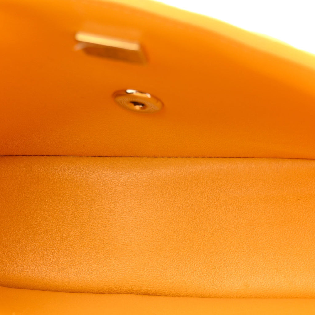 Lambskin Quilted Mini Top Handle Rectangular Flap Yellow