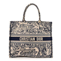 Canvas Embroidered Large Dioriviera Toile De Jouy Book Tote Blue