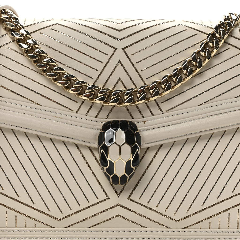 Nappa Serpenti Forever Chain Diamond Blast Shoulder Bag Ivory Gold
