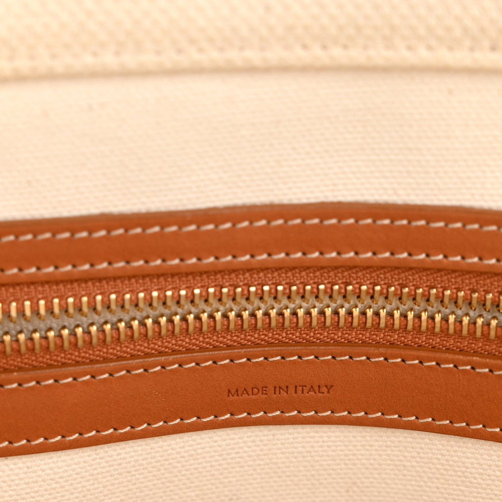 Canvas Calfskin Horizontal Cabas Natural Tan
