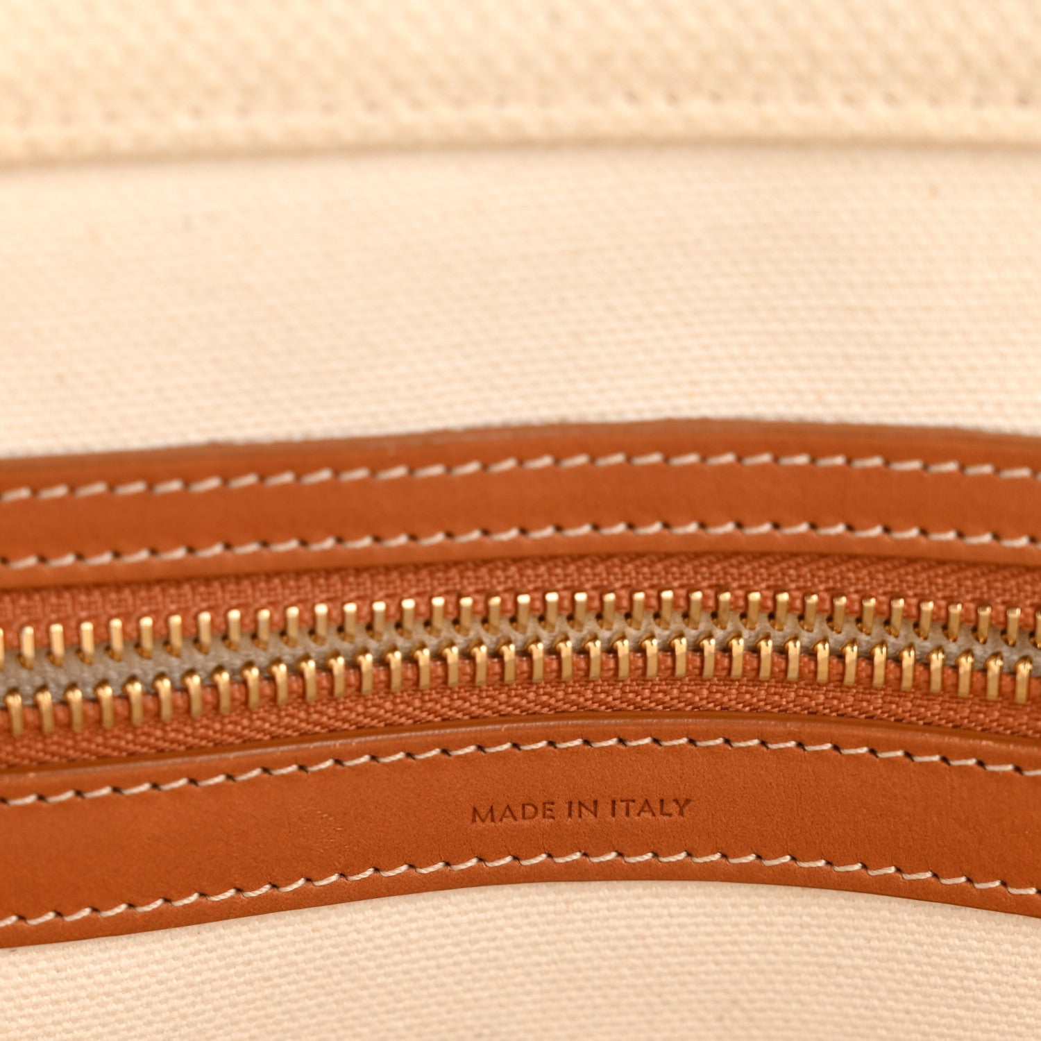 Canvas Calfskin Horizontal Cabas Natural Tan