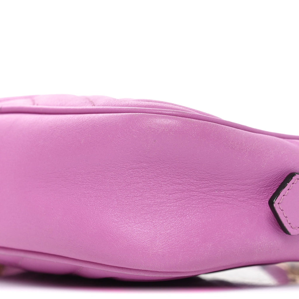 Calfskin Matelasse Mini GG Marmont Chain Shoulder Bag Candy Mousse