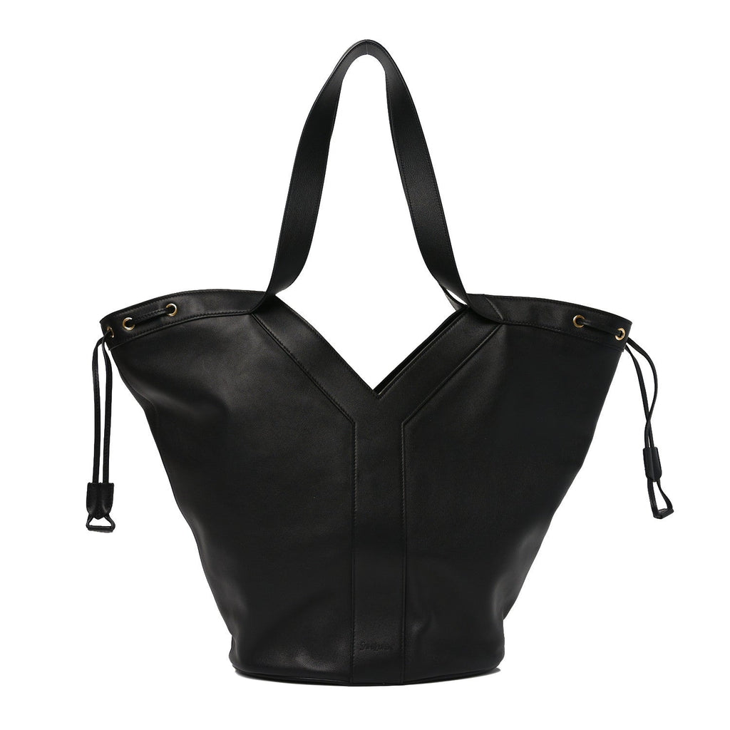 Santorini Lux Calfskin Y Drawstring Tote Black