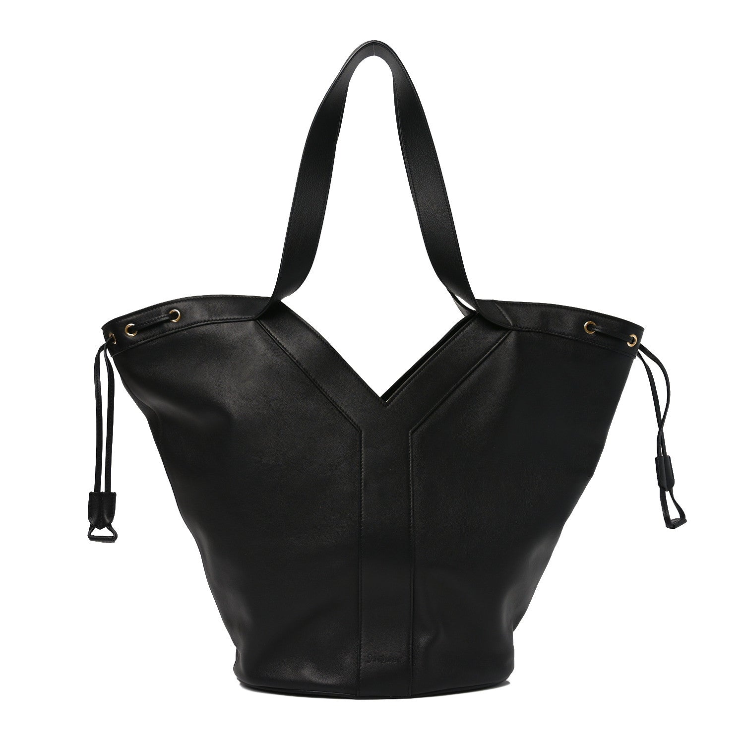 Santorini Lux Calfskin Y Drawstring Tote Black