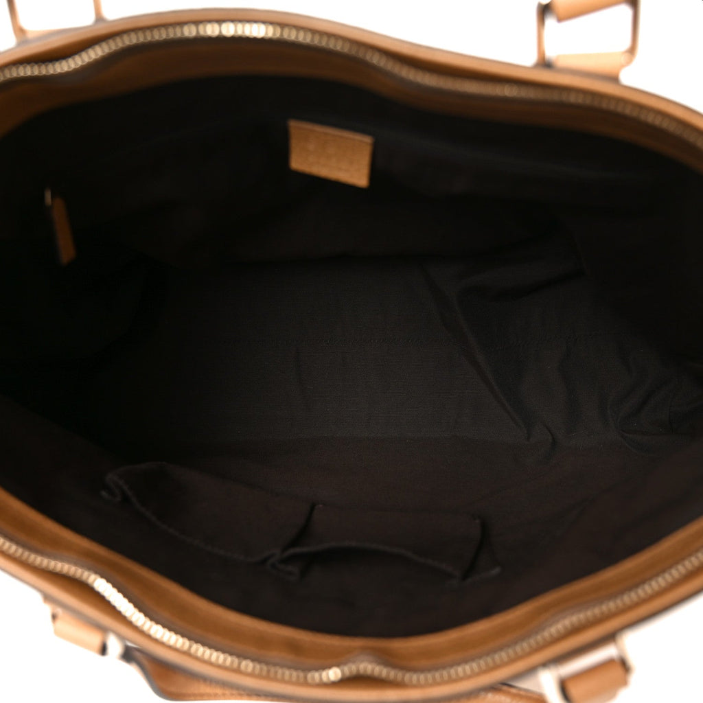 Calfskin Bamboo Tassel Top Handle Tote Whiskey