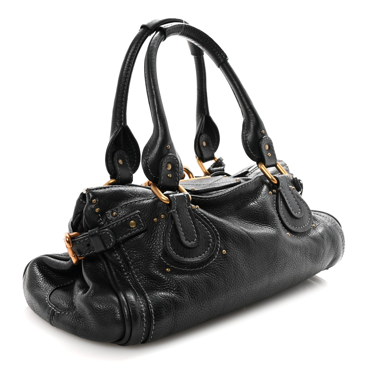 Calfskin Medium Paddington Satchel Black