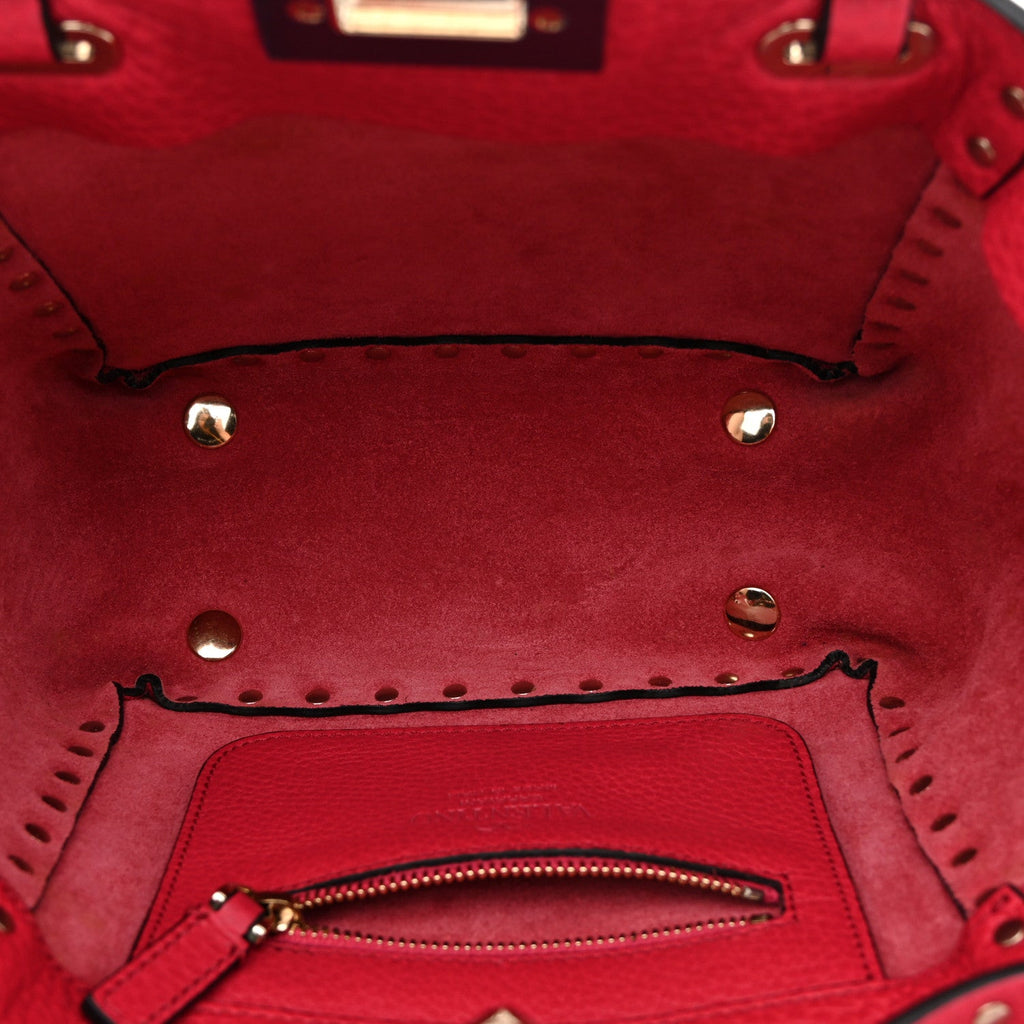 Pebbled Calfskin Mini Rockstud Tote  Cyclamin