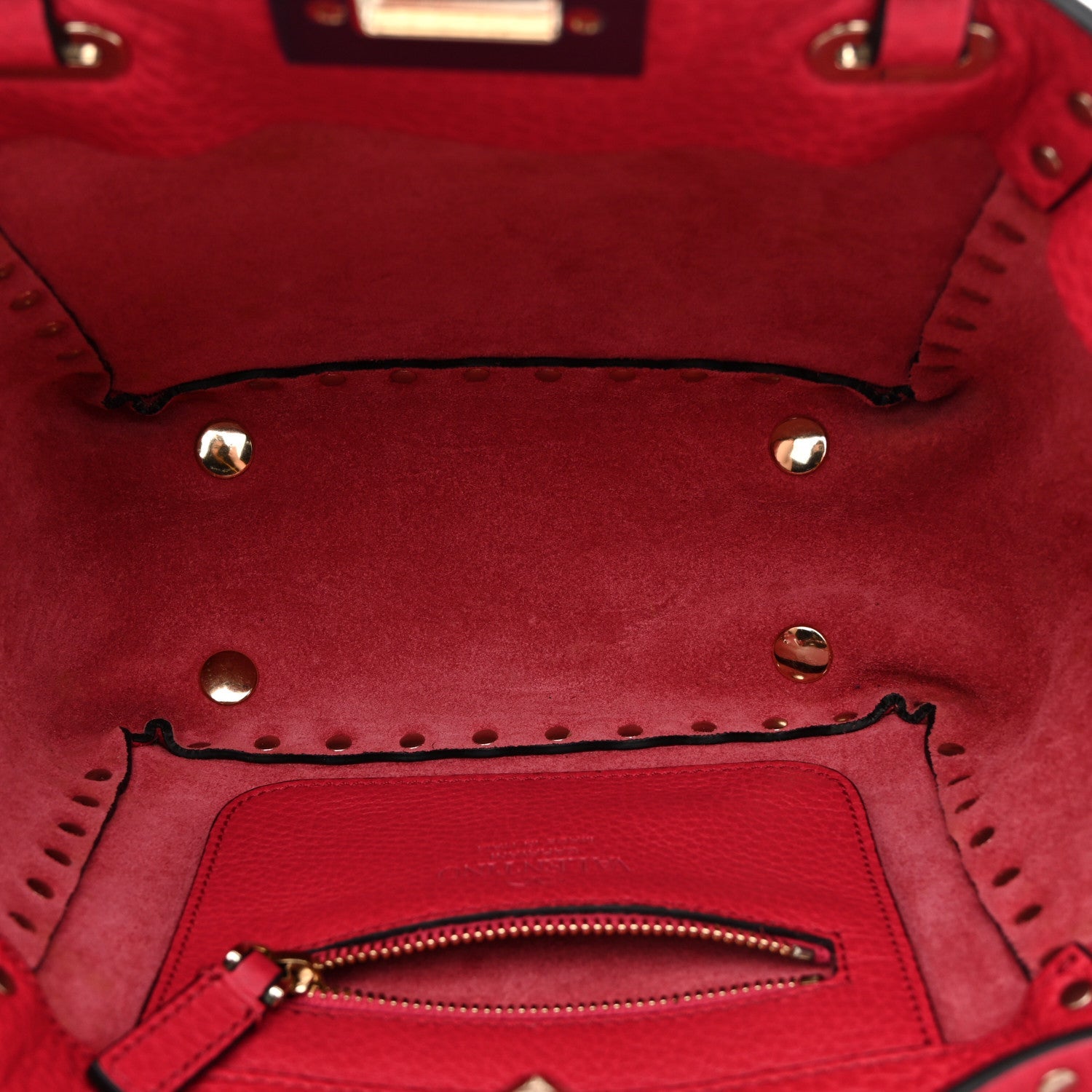 Pebbled Calfskin Mini Rockstud Tote  Cyclamin