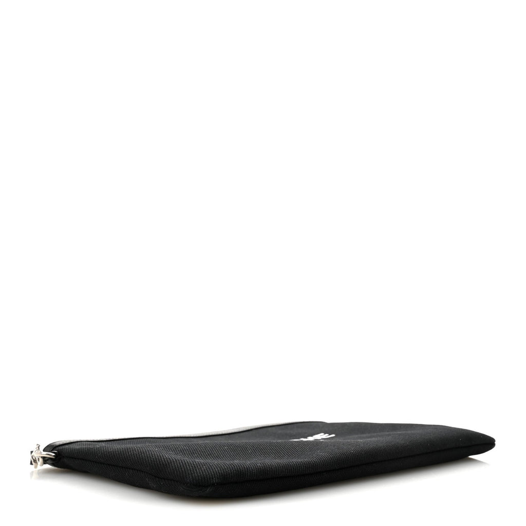 Linen Canvas Rive Gauche Zipped Pouch Black