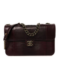 Lizard Lambskin Quilted Large Perfect Edge Flap Burgundy
