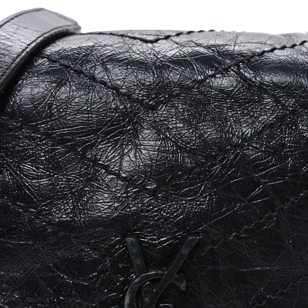 Crinkled Calfskin Matelasse Monogram Niki Chain Wallet Black