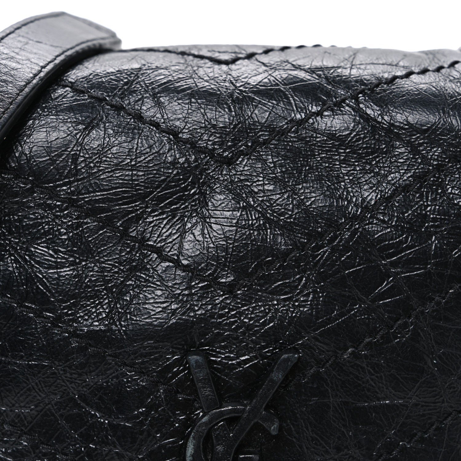Crinkled Calfskin Matelasse Monogram Niki Chain Wallet Black