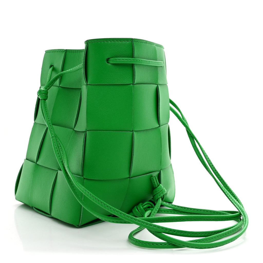 Nappa Maxi Intrecciato Small Cassette Bucket Bag Parakeet