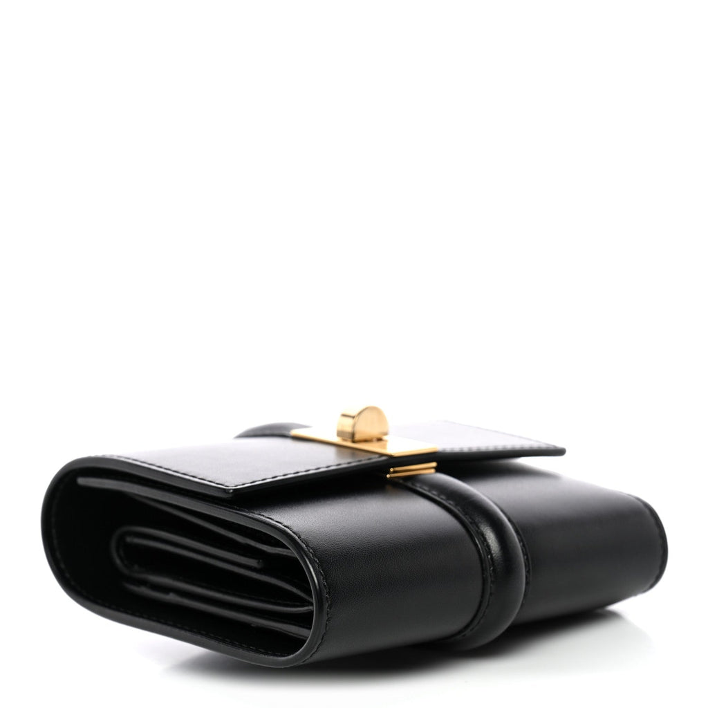 Satinated Calfskin 16 Small Tri-Fold Wallet Black