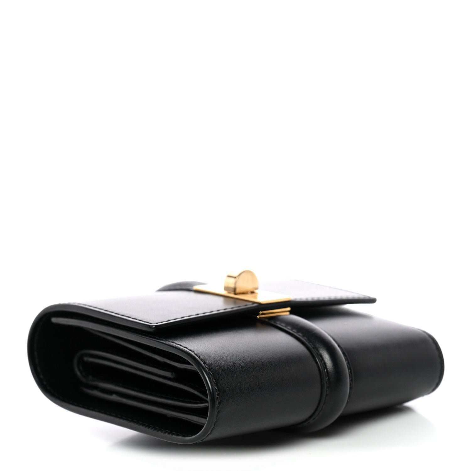 Satinated Calfskin 16 Small Tri-Fold Wallet Black
