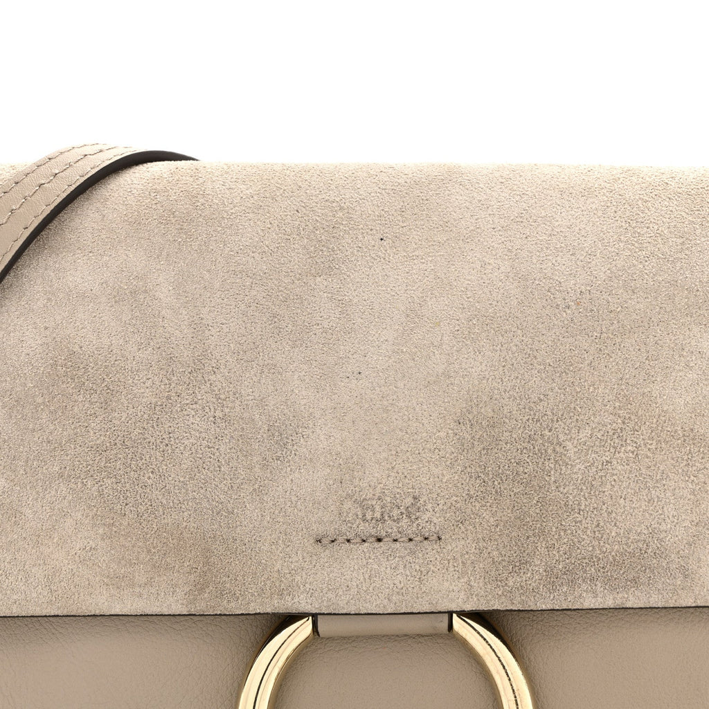 Suede Calfskin Small Faye Shoulder Bag Motty Grey