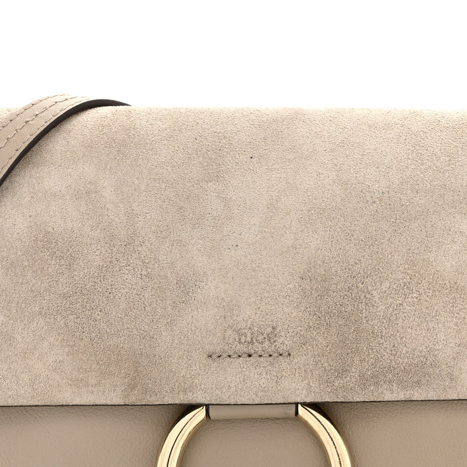 Suede Calfskin Small Faye Shoulder Bag Motty Grey