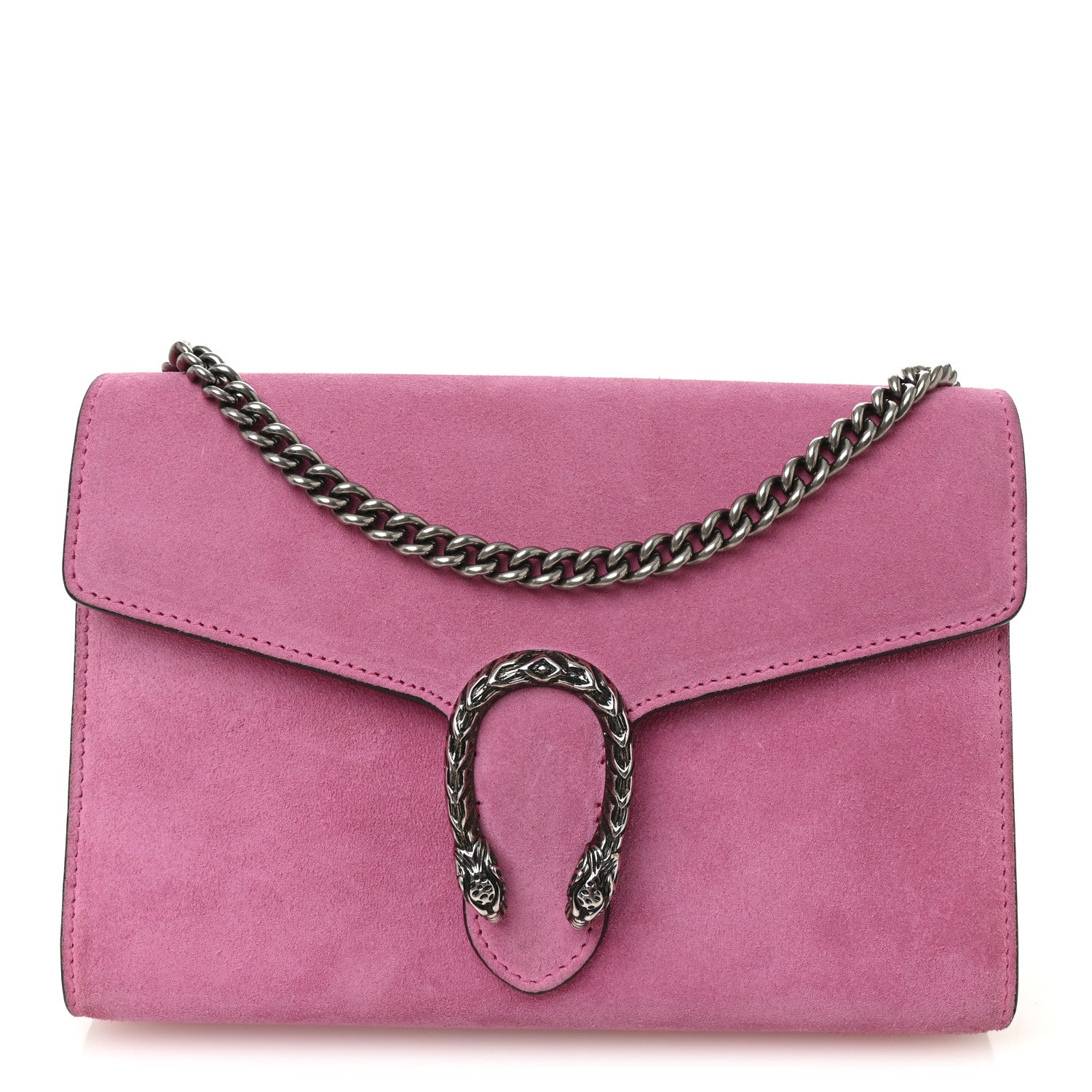 Suede Mini Dionysus Chain Wallet Pink Tropical Flower