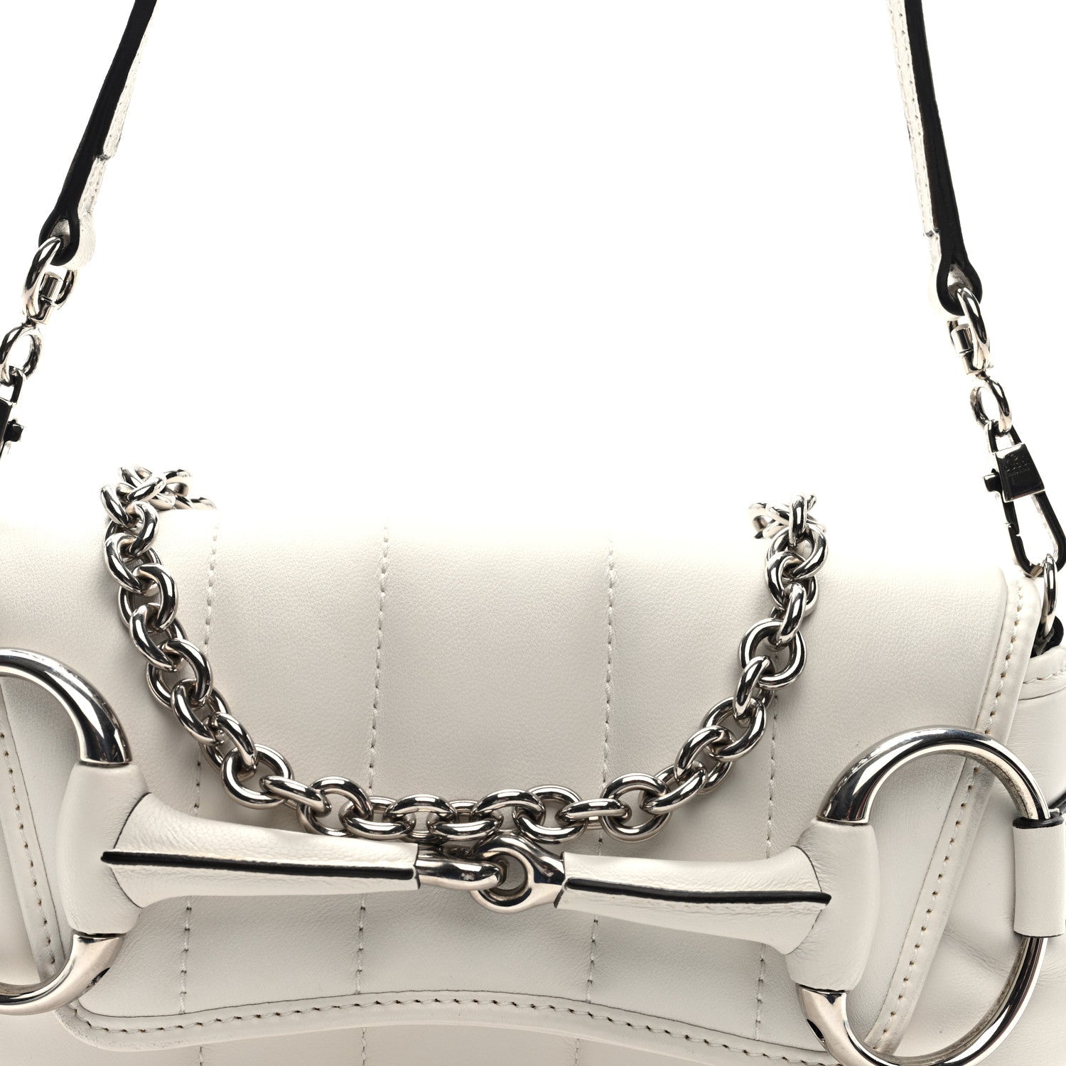 Nappa Vertical Matelasse Small Maxi Horsebit Chain Shoulder Bag Great White