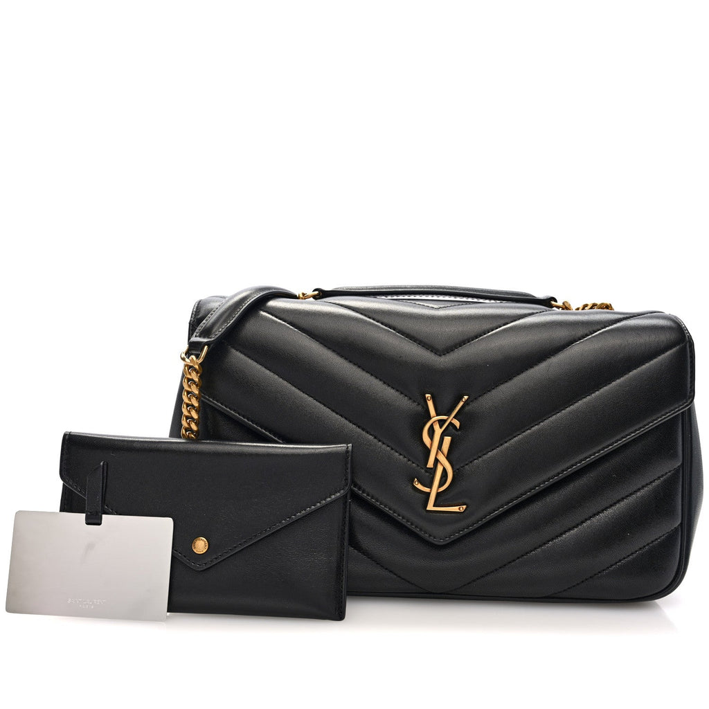 Lambskin Chevron Quilted Medium Loulou Black