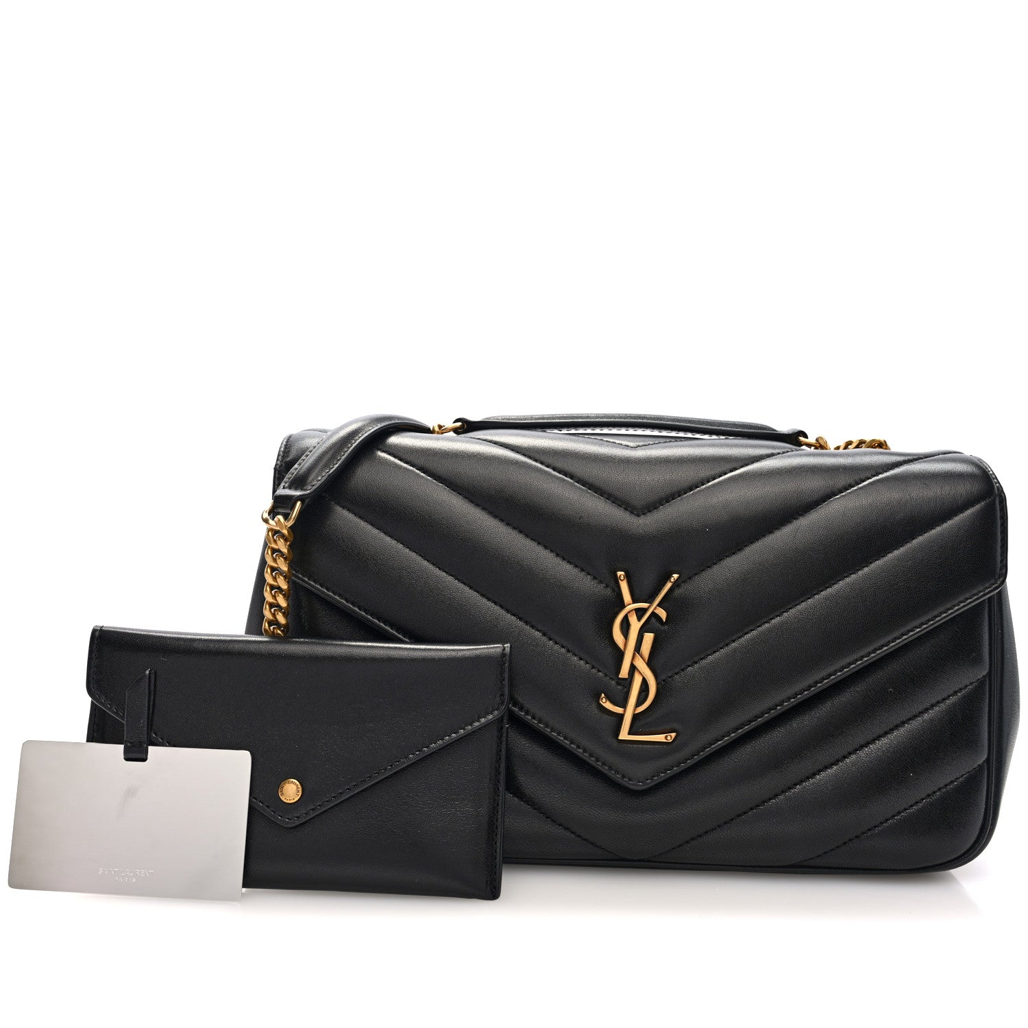 Lambskin Chevron Quilted Medium Loulou Black