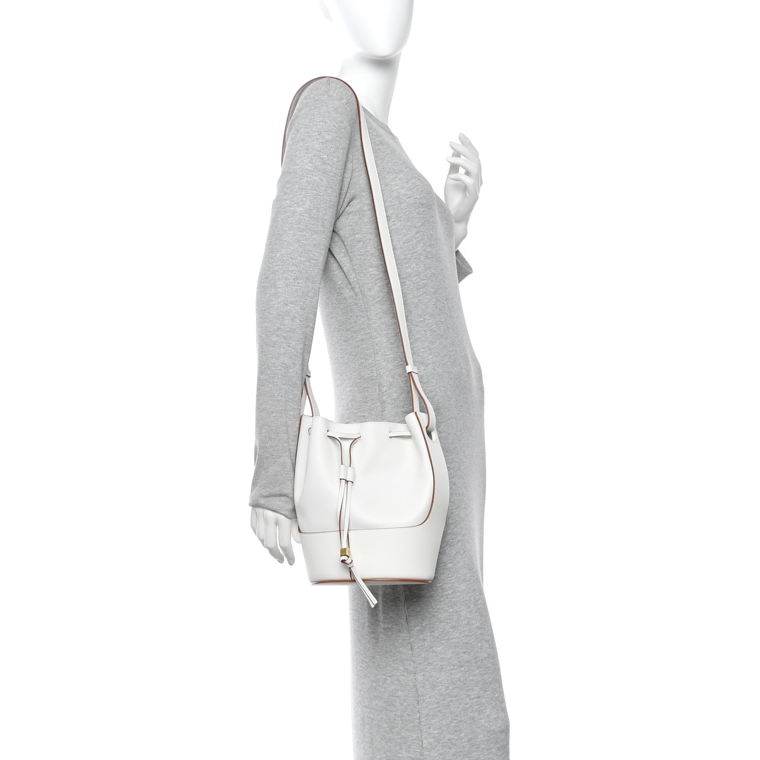 Calfskin Balloon Bucket Bag Soft White