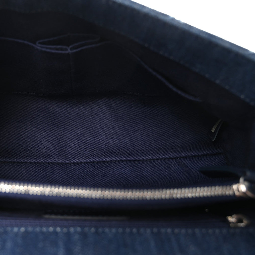 Denim Quilted Small Coco Handle Flap Blue