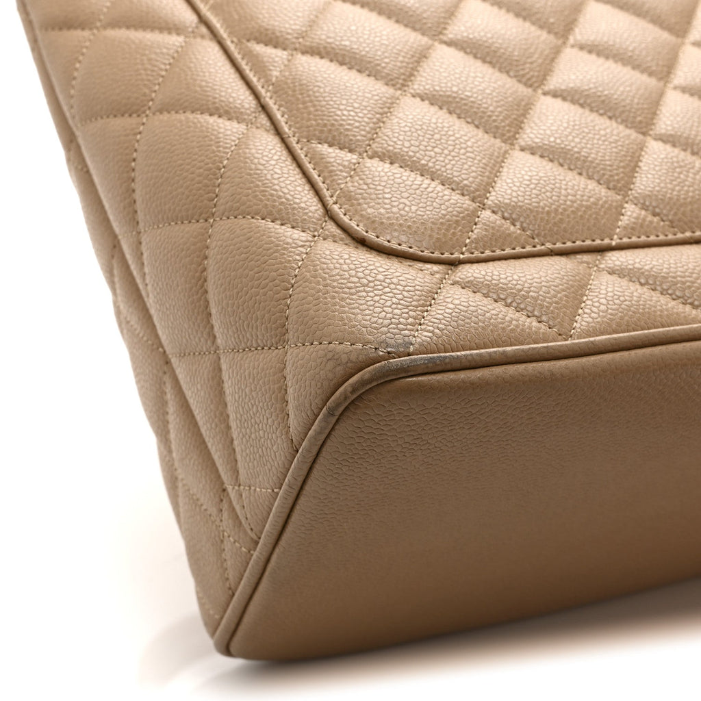 Caviar Quilted Medallion Tote Beige