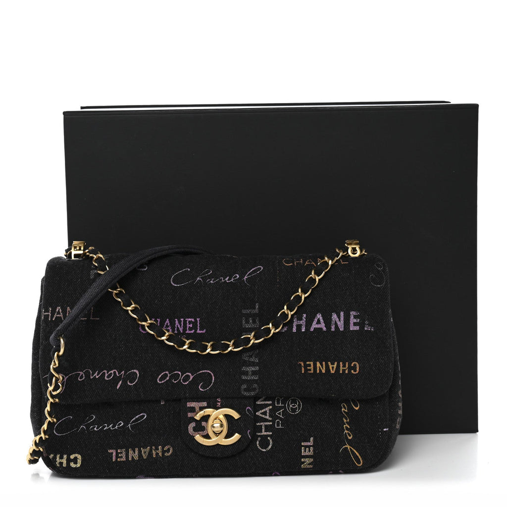 Denim Quilted Denim Mood Large Flap Black Multicolor
