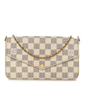 Damier Azur Pochette Felicie Chain Wallet Rose Ballerine