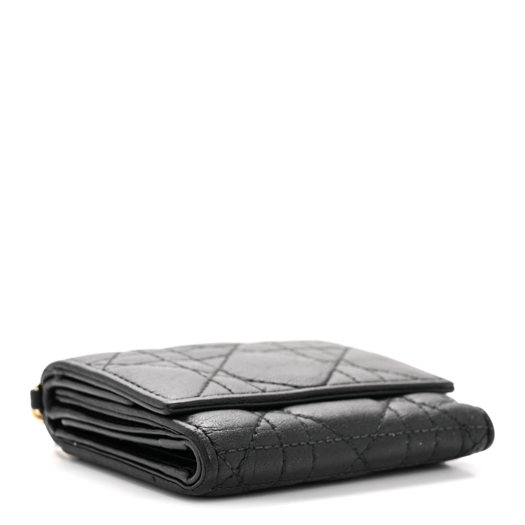 Lambskin Cannage Lady Dior Lotus Wallet Black